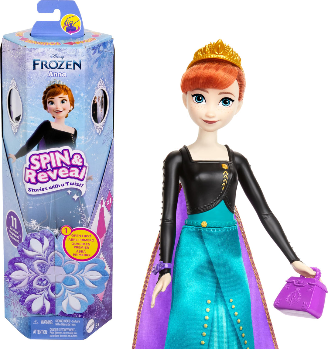 Mattel Disney Die Eiskönigin Elsa Modepuppen-Set, Spin & Reveal mit 11 Überraschungen, darunter 5 Ac