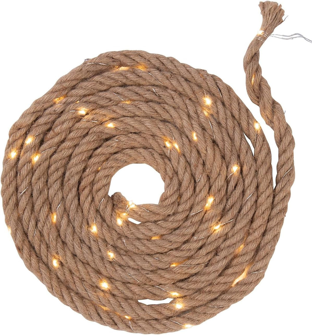 Lunartec Solar-Jute-Lichterkette: Solar-Seil-Lichterkette aus Naturfasern mit 60 eingearbeiteten LED