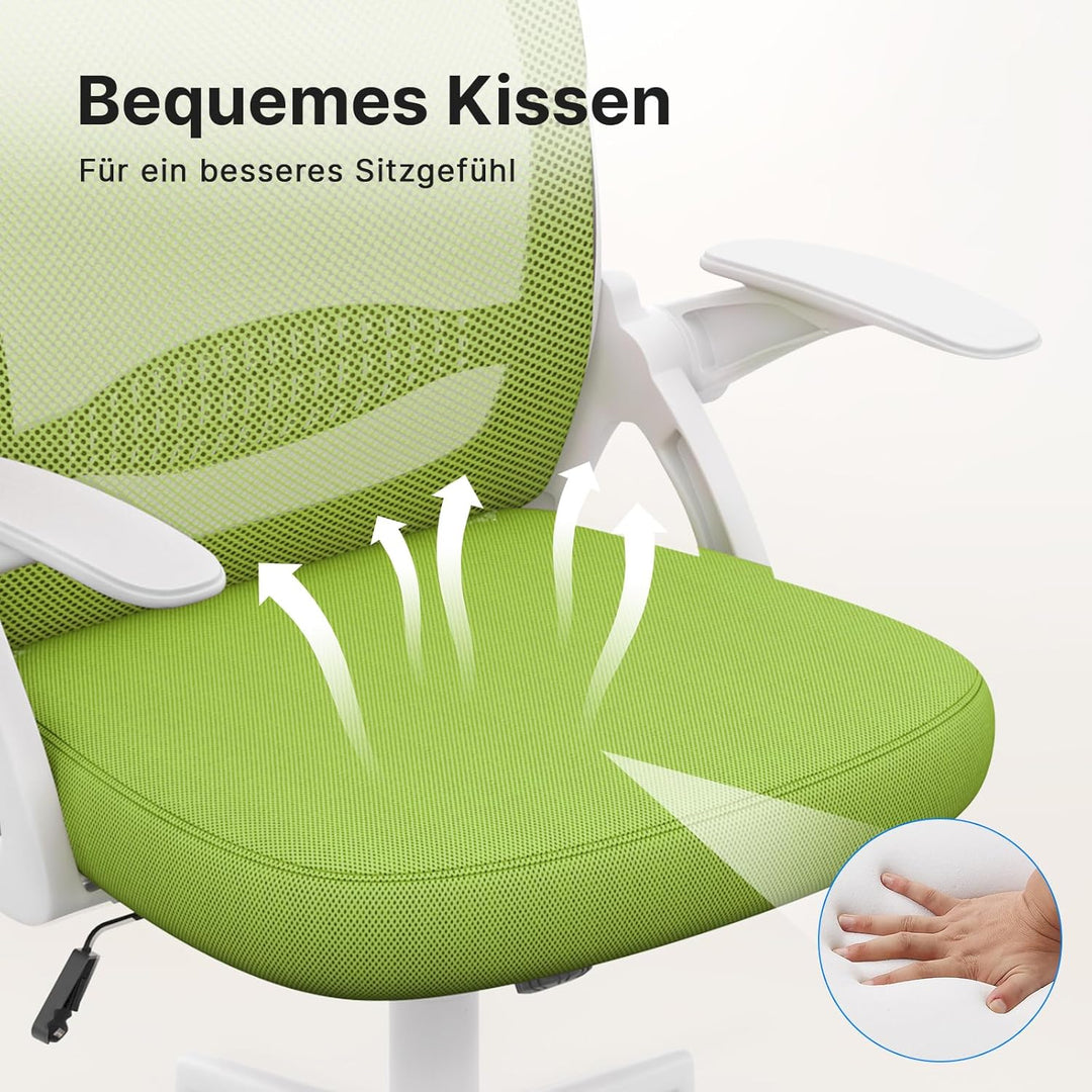 naspaluro Bürostuhl, Ergonomischer Schreibtischstuhl mit Atmungsaktiv Netzbespannung, Hochklappbare