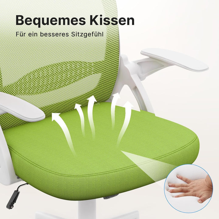 naspaluro Bürostuhl, Ergonomischer Schreibtischstuhl mit Atmungsaktiv Netzbespannung, Hochklappbare