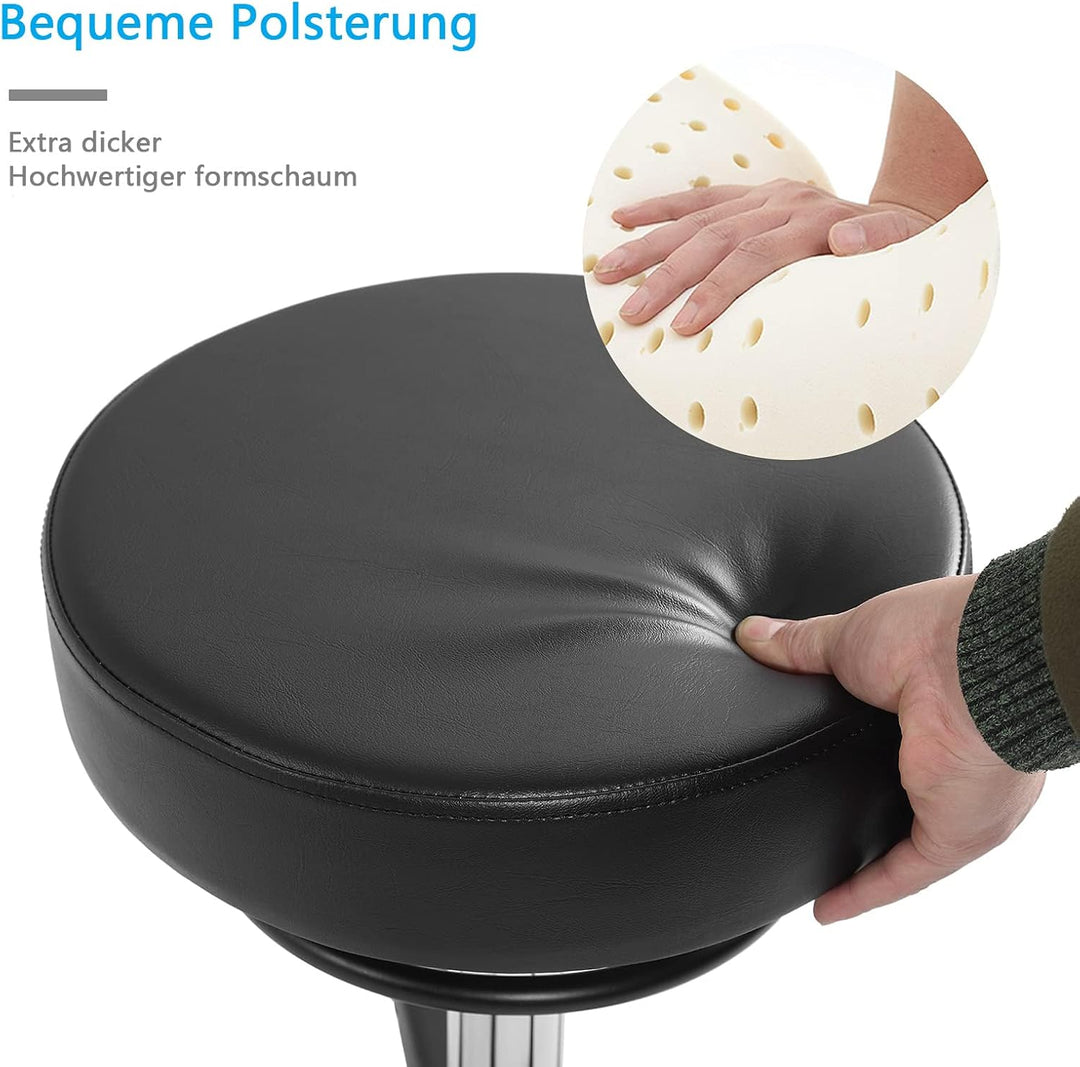 Rollhocker höhenverstellbar mit Rollen - 50-62cm，bis 180 kg belastbare Arbeitshocker，360° Drehhocker