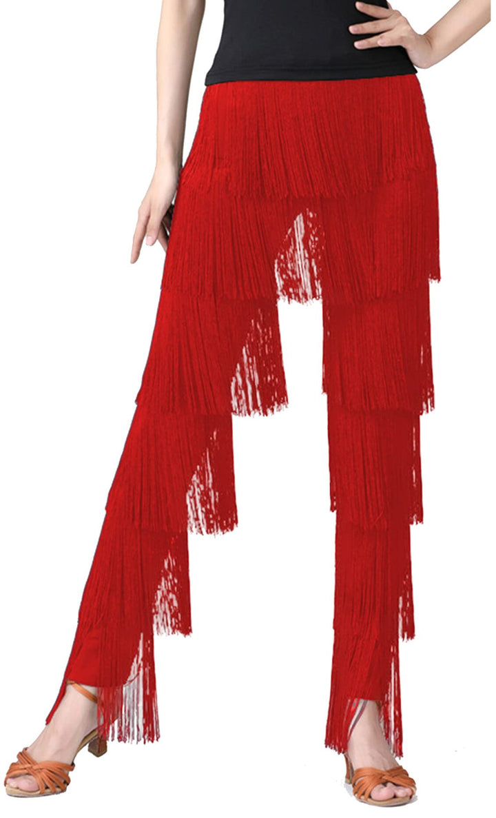 SEAUR Damen Fransenhose Latein Tanzhose Quaste Fransen Hose Tanz Ballsaal Tango Salsa Rumba Cha Cha