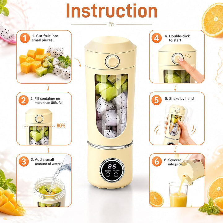 Herbst Tragbarer Mixer 700ml, Mixer Smoothie Maker To Go mit 12 EdelstahlKlingen, Klein Portable Ble