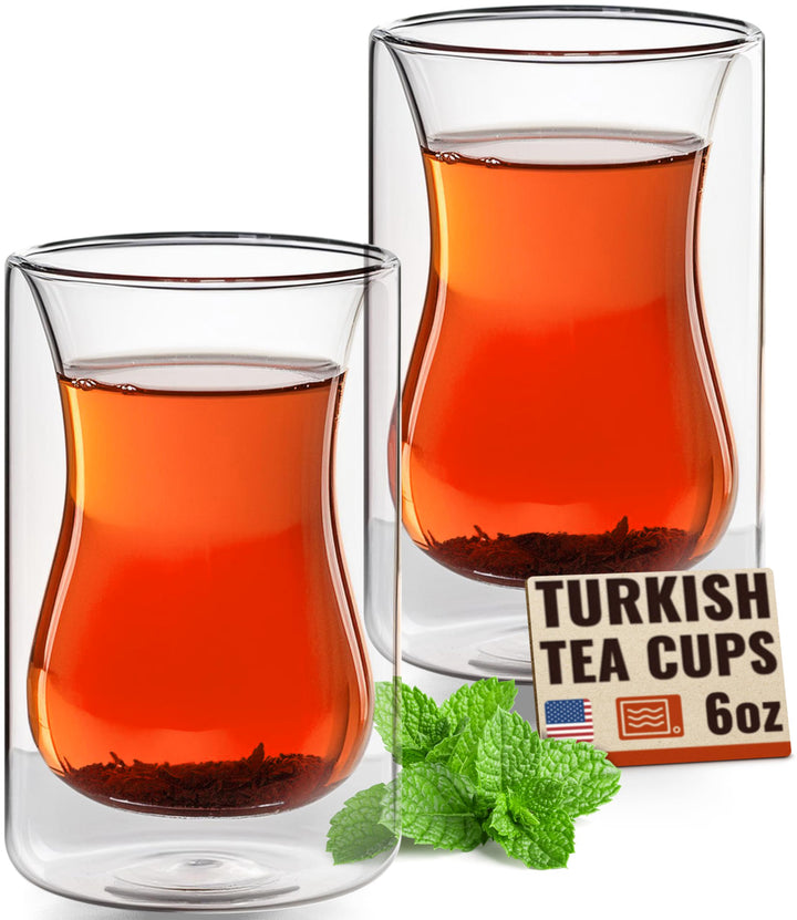 eparé Türkische Teetassen - 2er-Set - doppelwandige Teetasse aus Glas, Kaffee-, Espresso-, Cappuccin