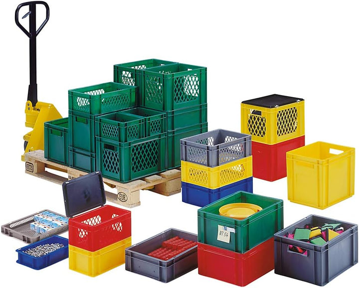 Euro-Format-Stapelbehälter, Wände und Boden geschlossen - LxBxH 800 x 600 x 320 mm - blau, VE 2 Stk