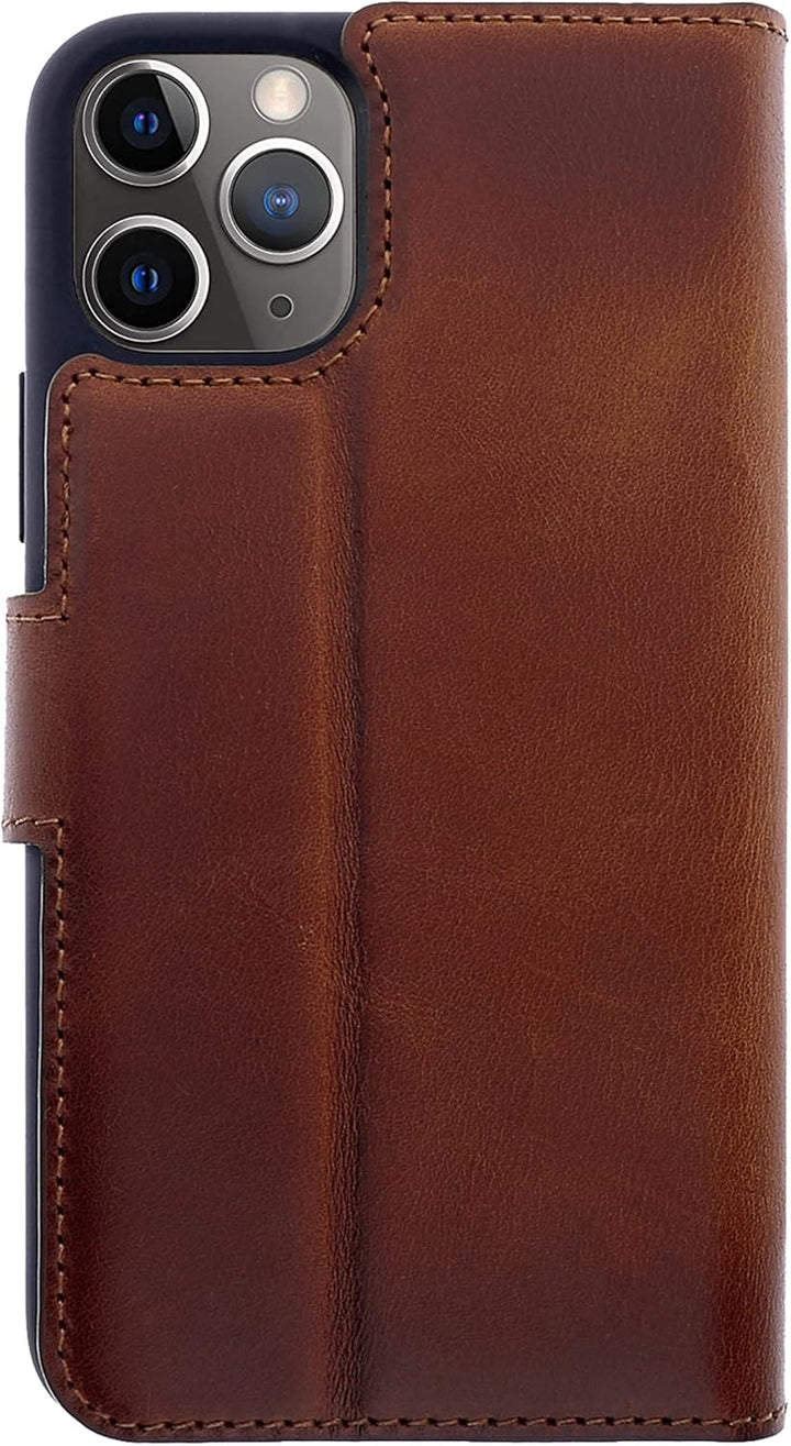 Burkley Leder Handyhülle für iPhone 13 Pro Max Leder Book Case Handytasche mit Magnetverschluss, 360