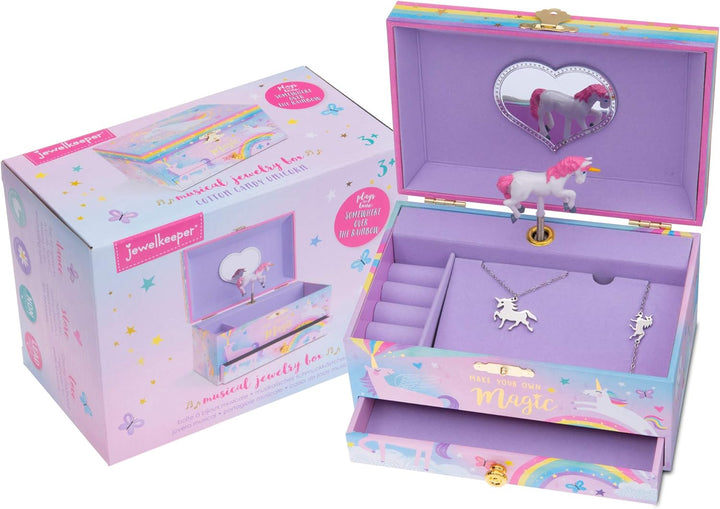 Jewelkeeper Schmuckkästchenn mit Einhorn-Spieluhr, Kunststoff und Edelstahl, 3 Einhorngeschenke für