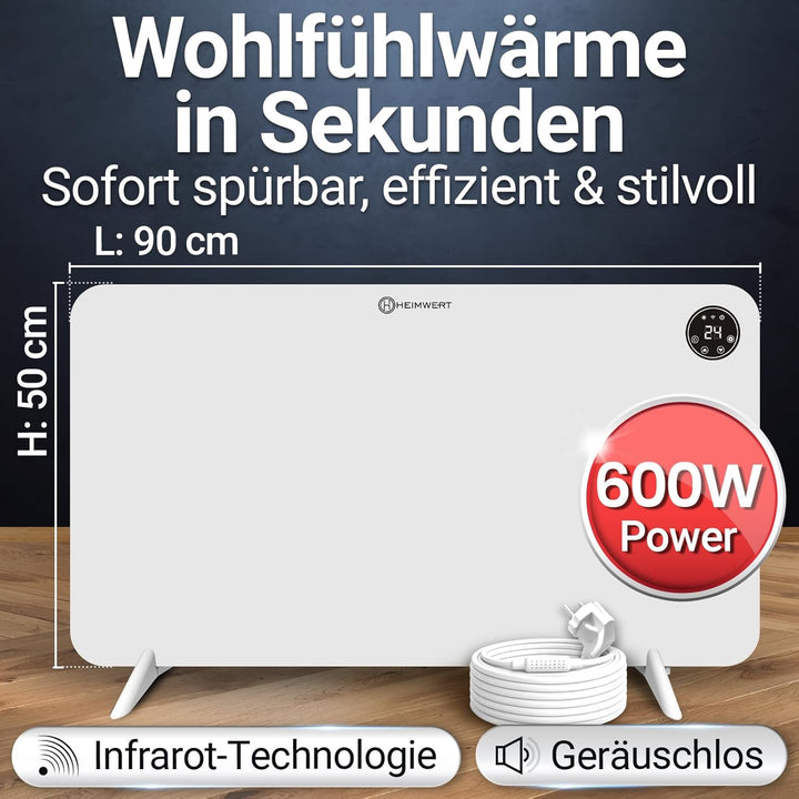 Infrarot Wandheizung 450W - Sofort Wohlfühlwärme - Senkt Heizkosten enorm - Luxusausstattung mit The