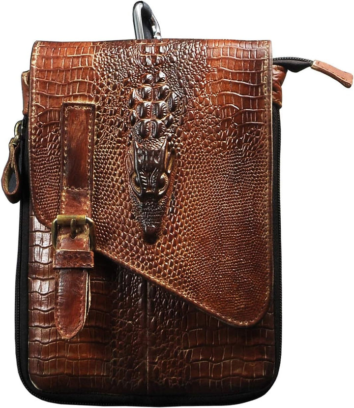Le'aokuu Herren Verrückt Pferd Leder Tasche Freizeit Universität Schultasche Reisetasche Schultertas