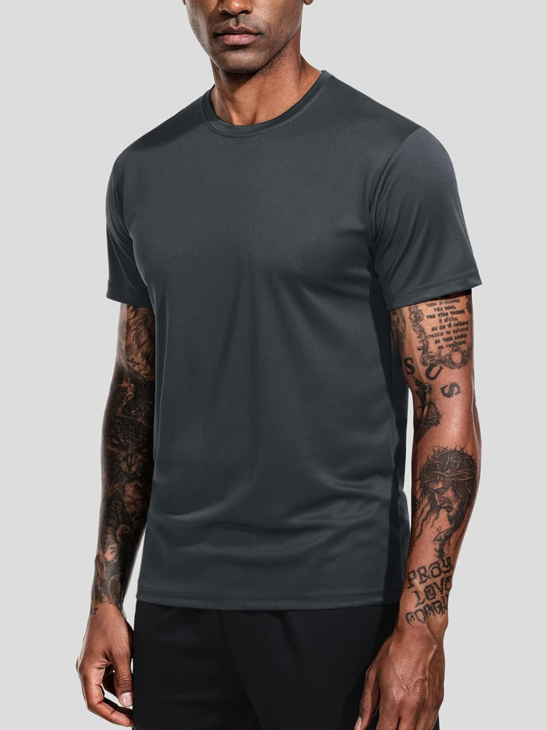 Teesmen T-Shirt Für Herren Kurzarm Rundhals Einfarbige Sport Basic Männer 5er Polyester Oder Baumwol