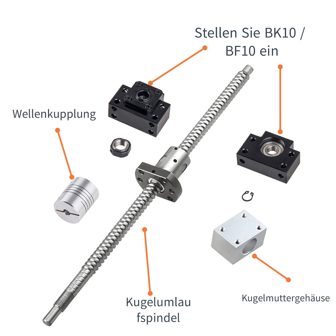 ONLISUM SFU1204 Kugelumlaufspindel 1000mm Gewindespindel Edelstahl Kugelumlaufspindel mit BK10/BF10