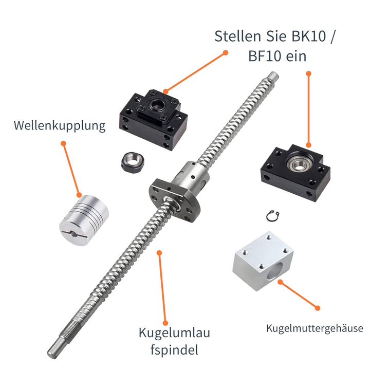 ONLISUM SFU1204 Kugelumlaufspindel 1000mm Gewindespindel Edelstahl Kugelumlaufspindel mit BK10/BF10