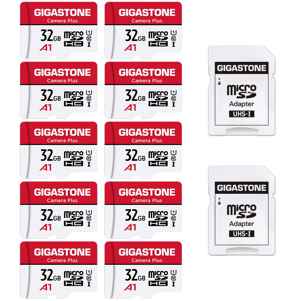 Gigastone Kamera Plus 32GB MicroSDHC Speicherkarte 10er-Pack + 2SD Adapter, für Action-Kamera und Dr
