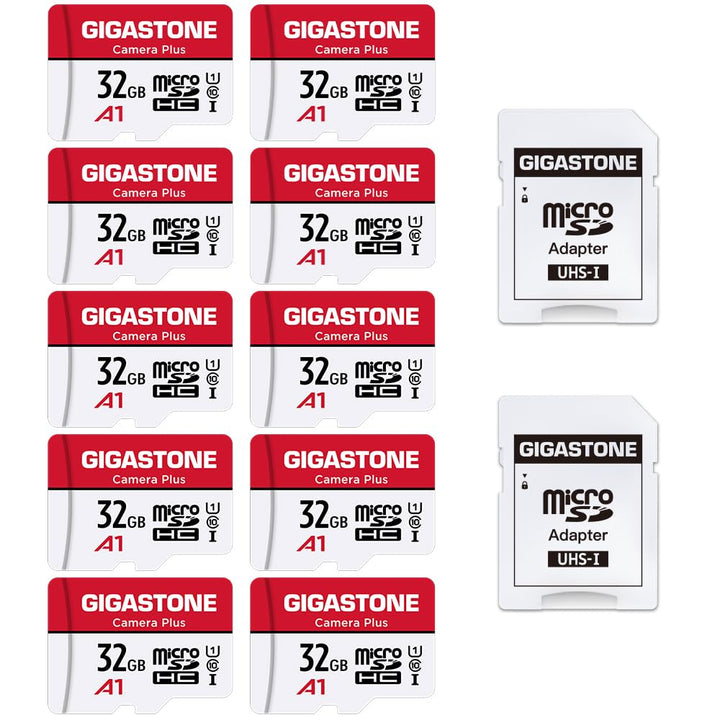 Gigastone Kamera Plus 32GB MicroSDHC Speicherkarte 10er-Pack + 2SD Adapter, für Action-Kamera und Dr