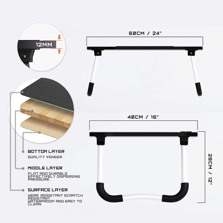 arvioo Laptop Betttisch Tragbar Betttablett Schosstisch, Gross Tischplatte 60 x 40 cm, Laptop Tisch