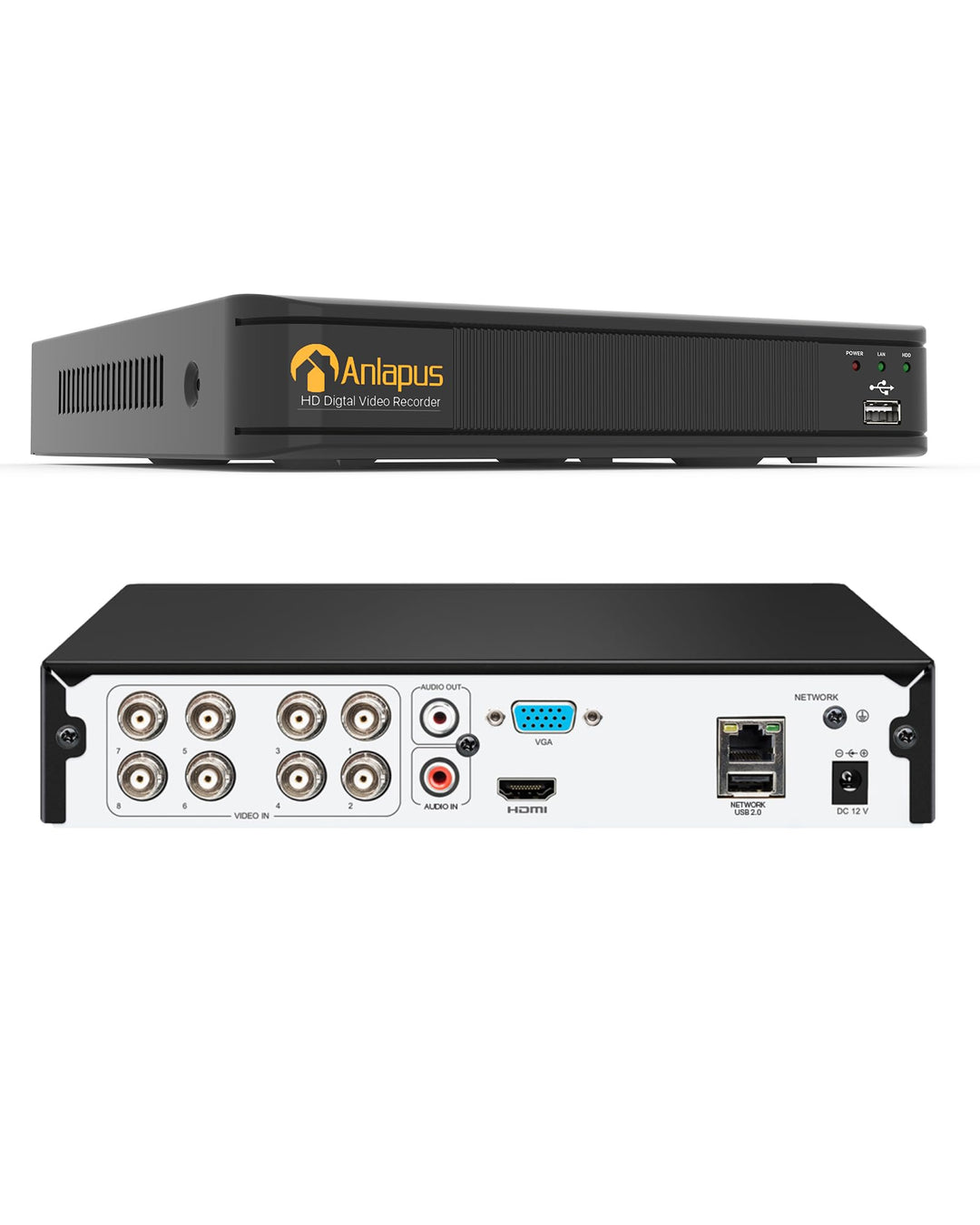 Anlapus 8 Kanal 1080P HD DVR Netzwerk Video Recorder Aufzeichnungsgerät mit 1TB Festplatte, Unterstü