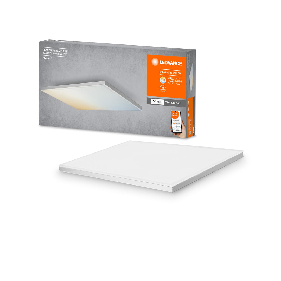 LEDVANCE Smarte LED Deckenleuchte, Panel für Innen mit WiFi Technologie, Lichtfarbe änderbar (3000K-