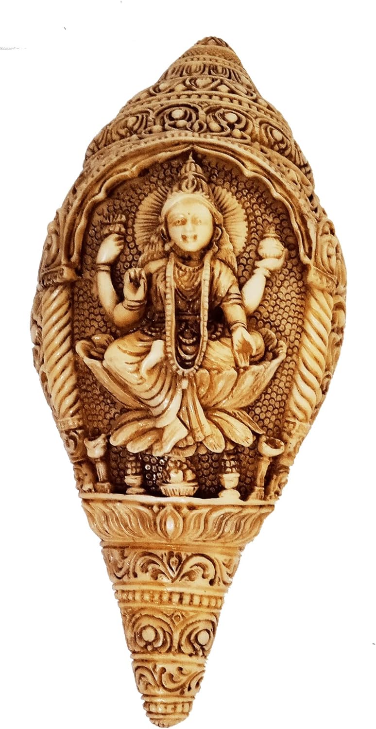 Purpledip 12508B Idol Shankh (Shankha) Conch Lakshmi: Tierversuchsfrei, vegan, aufwendiges Design, S