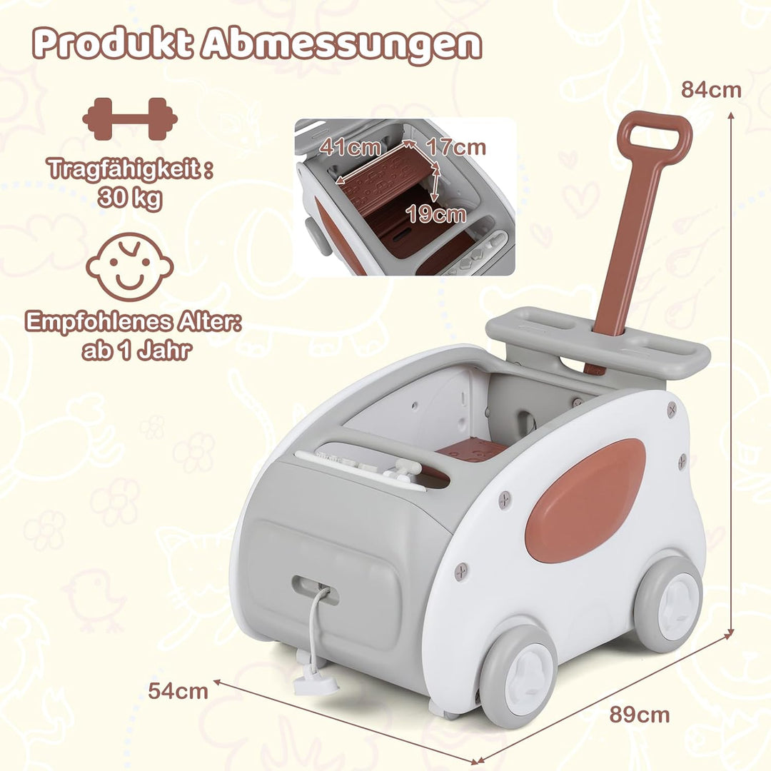 COSTWAY Baby Lauflernwagen, 2-in-1 Lauflernhilfe mit Rädern, klappbarer Sitz & Sicherheitsgurt, baby