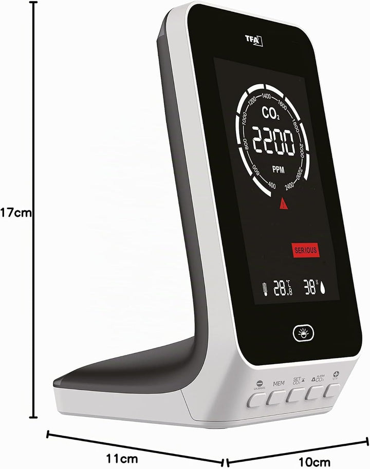 TFA Dostmann CO2 Messgerät AIRCO2NTROL UP, 31.5010.02, Luftgütemonitor, NDIR Dual Beam Sensor, Alarm