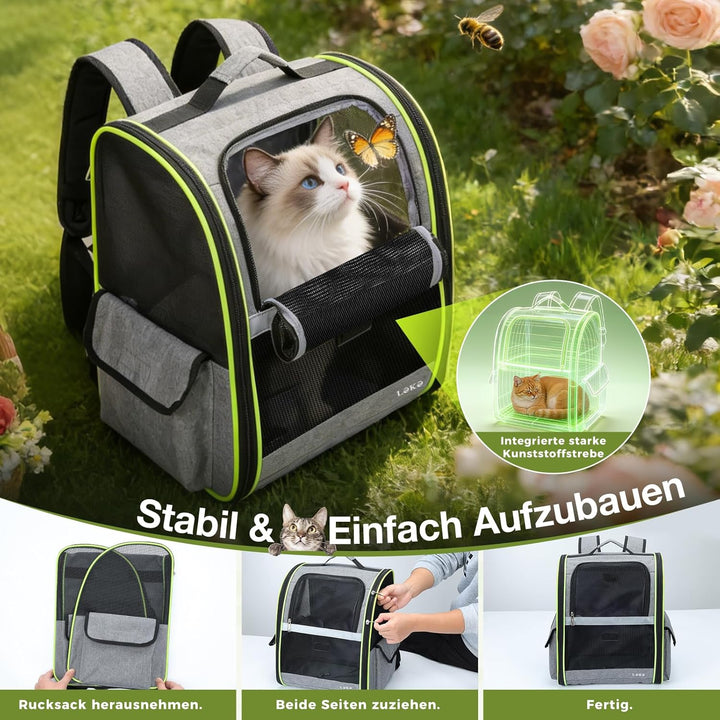 Lekesky Katzen Rucksack Hunderucksack für Mittel/Kleine Haustiere(2-8KG), KatzenRucksack mit Netzfen