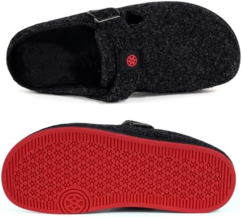 Gaatpot Filzclog Winter Hausschuhe Warme Pantoffeln für Damen Herren,Gr.36-46 38 EU Schwarz A, 38 EU