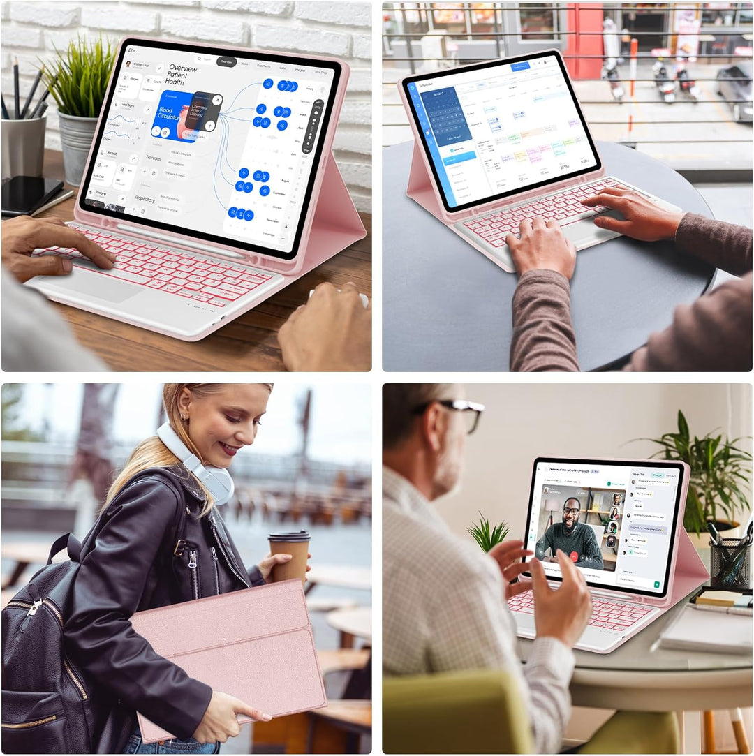 IVEOPPE Tastatur für iPad Pro 12,9, Hülle mit Tastatur für iPad Pro 6. Generation, Bluetooth QWERTZ
