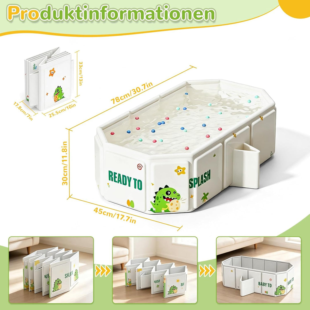 Faltbare Badewanne für Kinder &amp; Babys von 0–6 Jahren Platzsparend und Leicht, Kinderplanschbecken fü