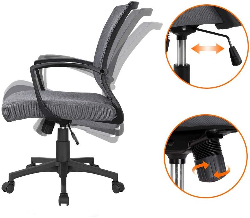 Yaheetech Bürostuhl Ergonomisch, Schreibtischstuhl mit Netzbespannung, Arbeitsstuhl mit Armlehnen, C