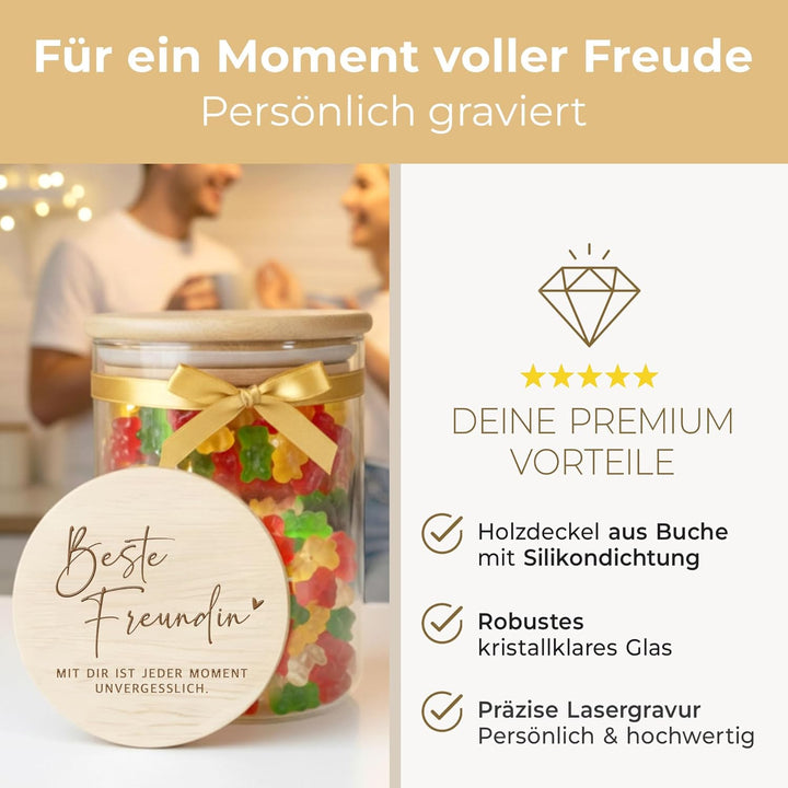 Grandora Vorratsglas Geschenkidee für Beste Freundin Aufbewahrungsglas Freundschaftsgeschenk Geschen