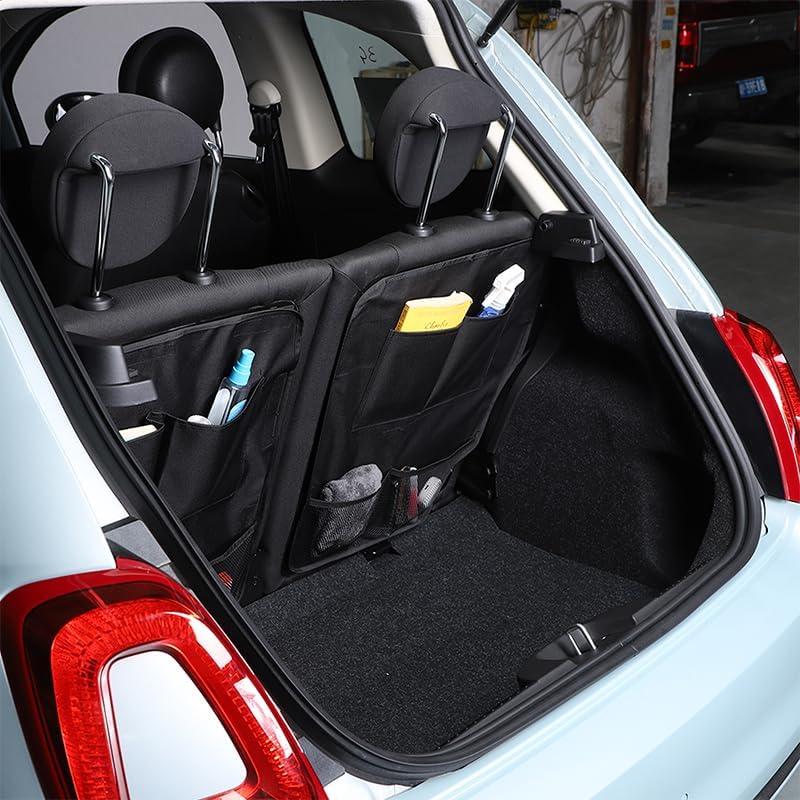PIUGILH Kofferraum Organizer Geeignet für Fiat 500 2016-2024,Rücksitz Hänge Kofferraumtasche Aufbewa