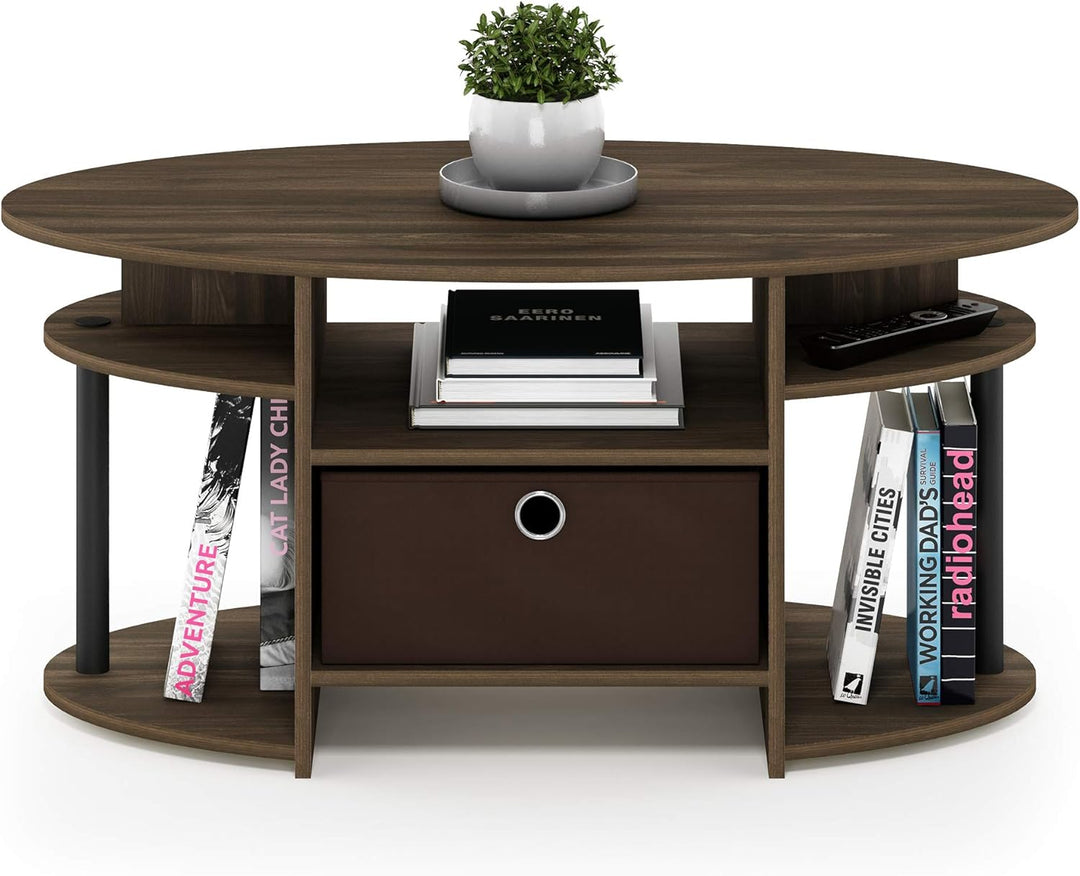 Furinno Jaya Couchtische, Beistelltisch, Columbia Walnuss/Schwarz, 89.9 (Breite) x 41.7 (Höhe) x 50
