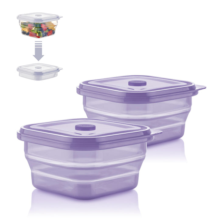 KLIPPSI® Lunchbox faltbar 900ml Doppelpack- Brotdosen Frischhaltedosen aus Platin Silikon hitze-kält