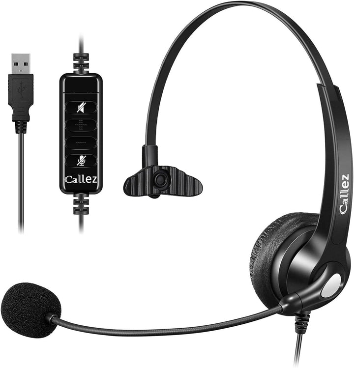 Callez USB Headset PC für Business UC Skype Lync SoftPhone Call Center Office, PC Kopfhörer mit Mikr