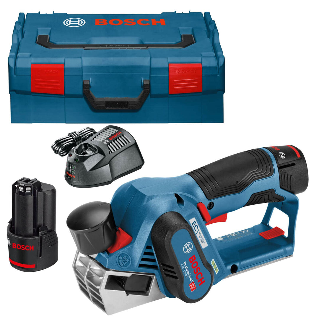 Bosch GHO 12 V-20 12 V Akku-Hobel, bürstenlos, 2 x 3 Ah Li-Ion