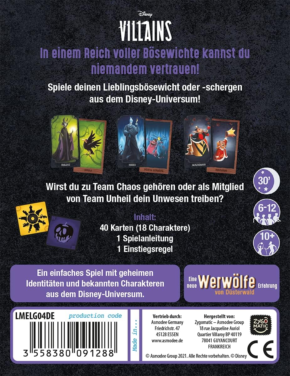 Asmodee | Zygomatic | Disney Villains – Versammlung des Bösen | Partyspiel | Kartenspiel | 6-12 Spie