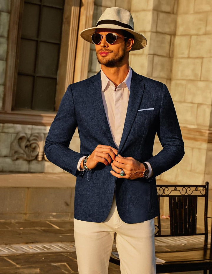 PJ PAUL JONES Herren Sakko Sportlich Einfarbig Business Anzugjacke für Hochzeit Freizeit XL Navy Bla