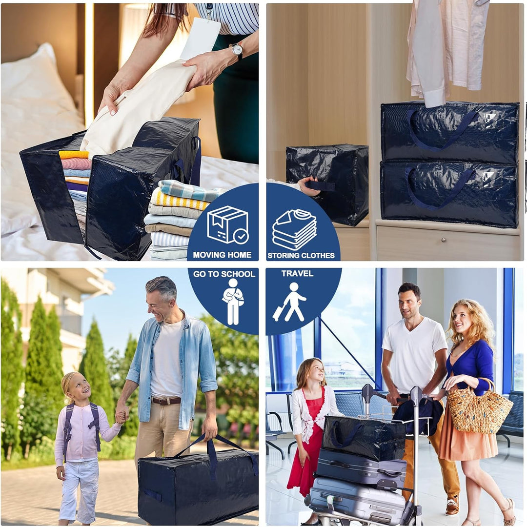 4er-Pack 92 L Aufbewahrungstasche, Umzugstaschen mit Rucksackgurten, Extra Grosse Kleideraufbewahrun