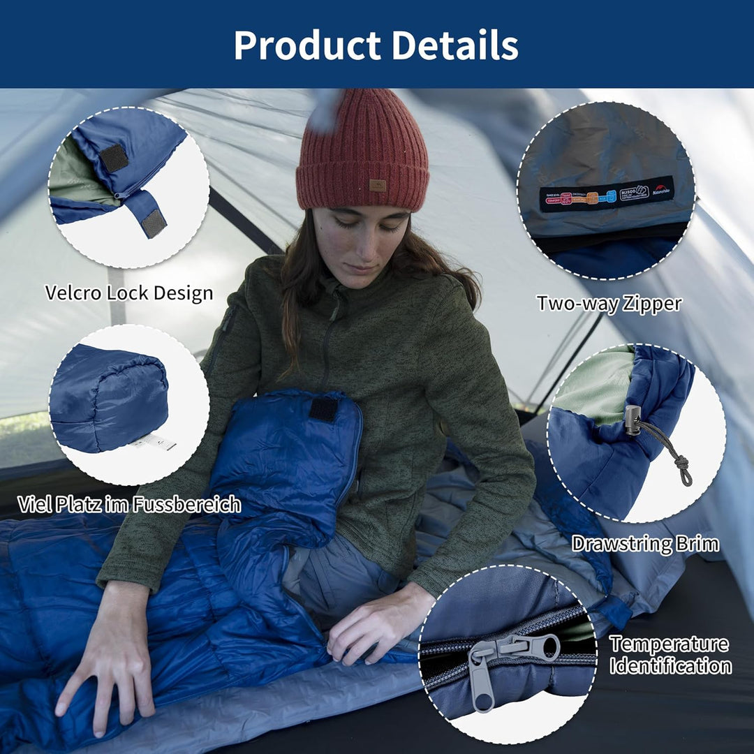 Naturehike Ultraleichter Mumienschlafsack – 300 g Erwachsene für Outdoor-Camping, 3–4 Jahreszeiten,