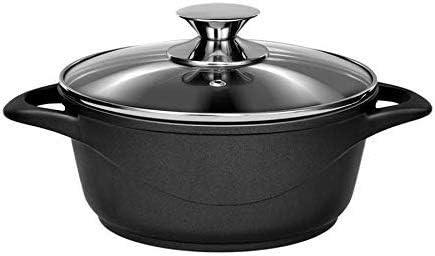 Smile MGK-18 6 Piece Cast Aluminium Induction Cookware Set with 3 Saucepans, Tempered Glass Lid, Non