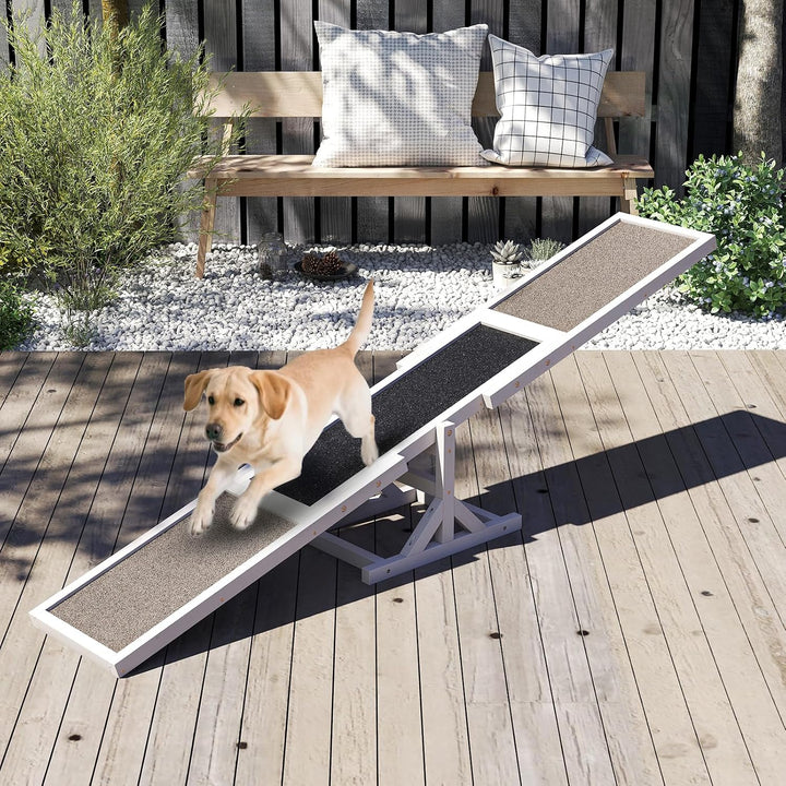 COSTWAY Hundewippe Holz, Hunde Agility Wippe, Outdoor Hundesport für Balance-Training, für kleine &amp;