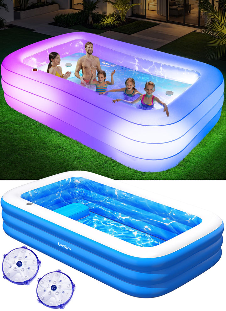 Luxfero Aufblasbarer Pool Erwachsene mit Sitz und Poolbeleuchtung, 280 x 160 x 50 cm Swimming Pool A