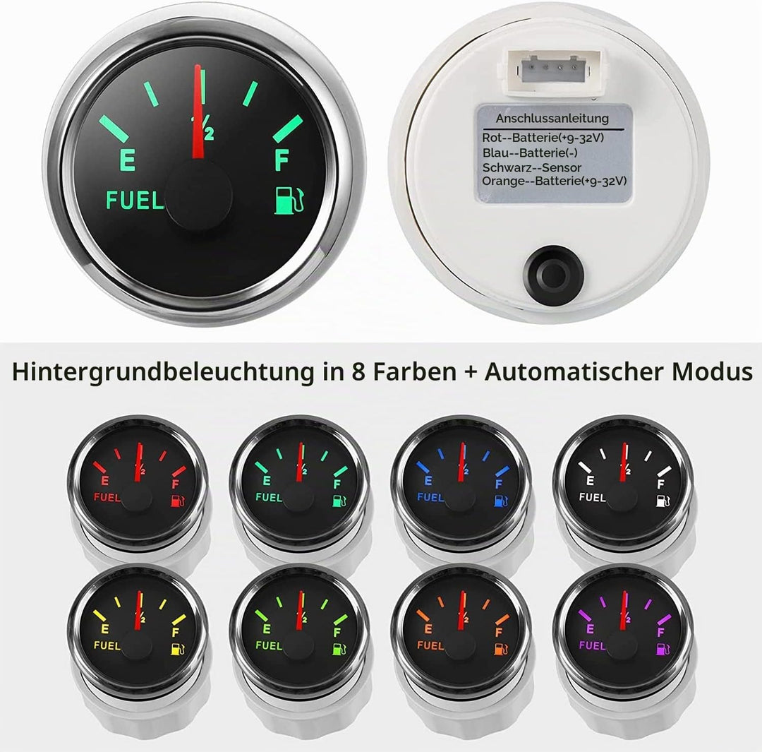 Kraftstoffanzeige,Rupse Universal Auto Kraftstoffstandsanzeige Tankuhr mit Wasserstandssensor Krafts