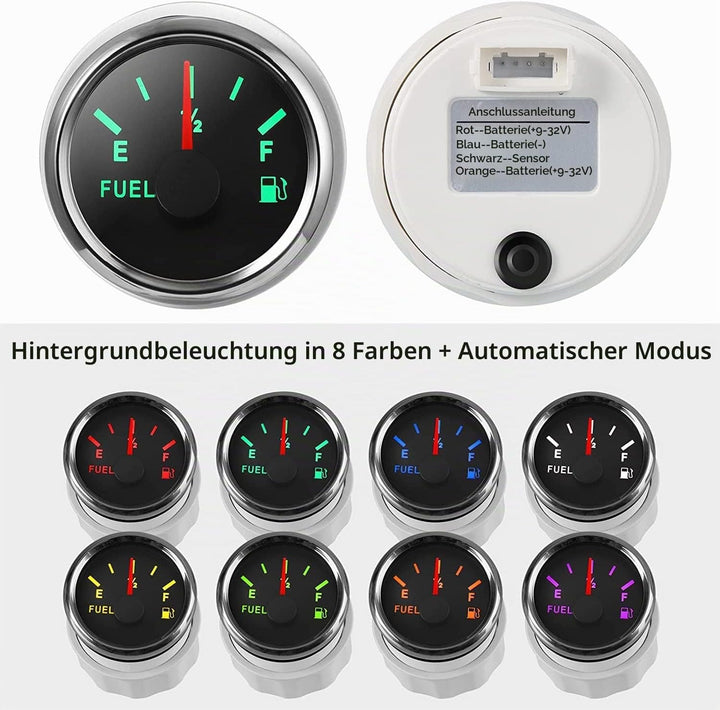 Kraftstoffanzeige,Rupse Universal Auto Kraftstoffstandsanzeige Tankuhr mit Wasserstandssensor Krafts