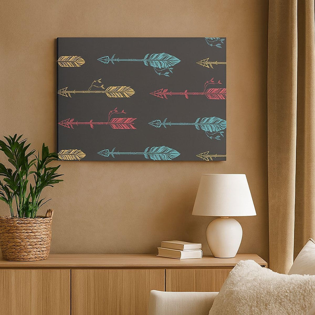 ARTTOR Bilder auf Leinwand 100x70cm Leinwandbild mit Rahmen Pfeil Feder Gross Wanddeko Bild Schlafzi