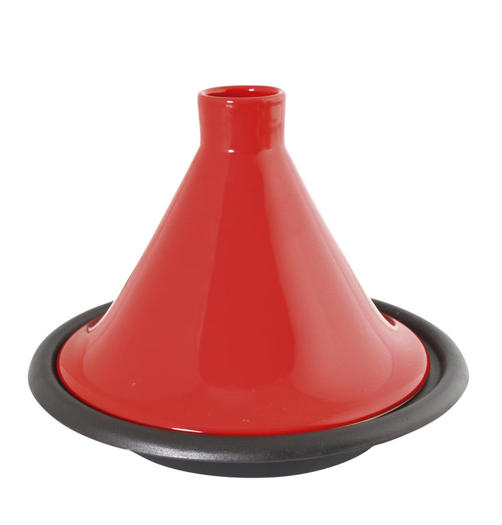 Tradifonte 509833 Tajine, Stahlguss, Deckel Steingut, Rot - 31 cm