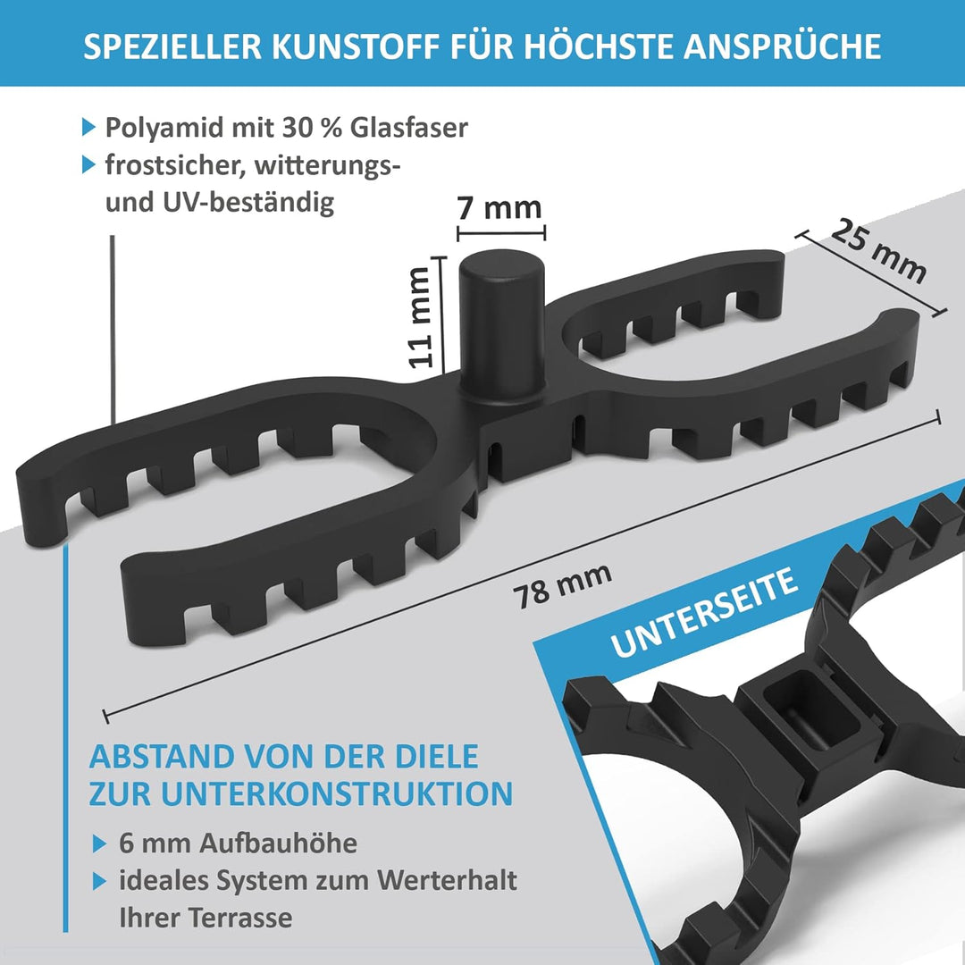 My Plast I 7 mm Fugenbreite - 500 Stück - offen geriffelt I Terrassen-Abstandhalter – hochwertiger D