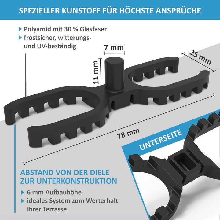 My Plast I 7 mm Fugenbreite - 500 Stück - offen geriffelt I Terrassen-Abstandhalter – hochwertiger D