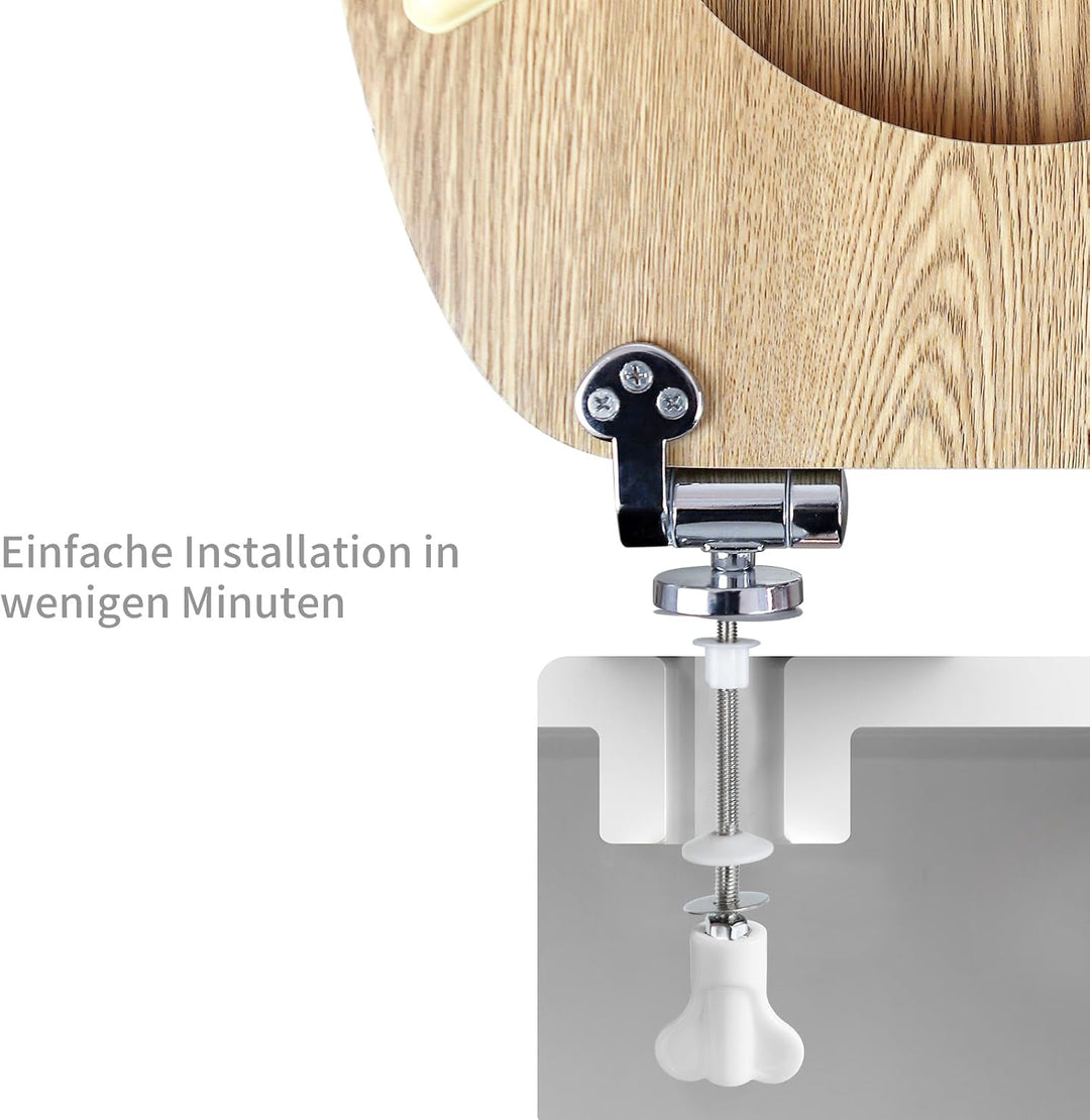 WC Sitz mit Absenkautomatik, hochwertiger Toilettendeckel aus MDF Holz, Einfache Montage Stabiler Kl