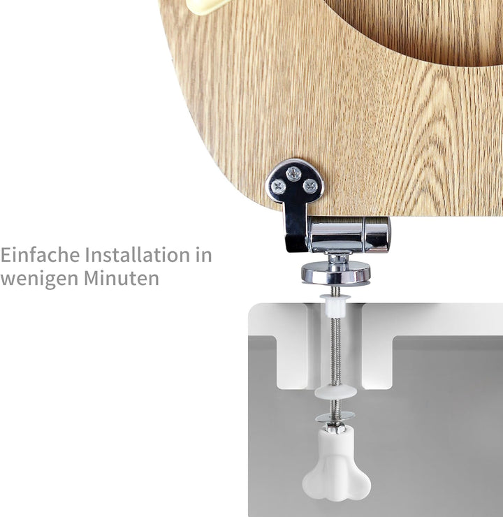 WC Sitz mit Absenkautomatik, hochwertiger Toilettendeckel aus MDF Holz, Einfache Montage Stabiler Kl